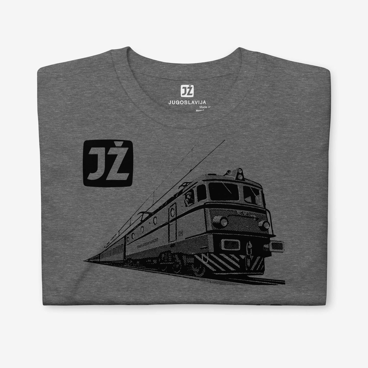 Beograd-Bar Yugoslavia JŽ railway T-shirt featuring historic train logo.