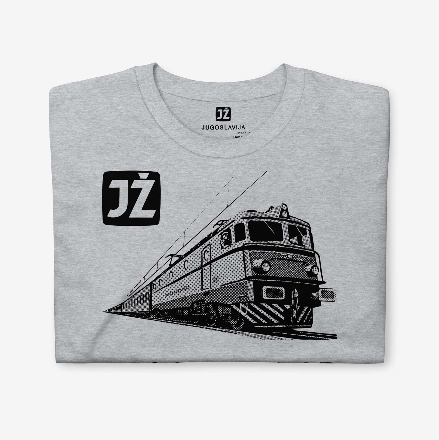 Beograd-Bar Yugoslavia JŽ railway T-shirt featuring historic train logo.