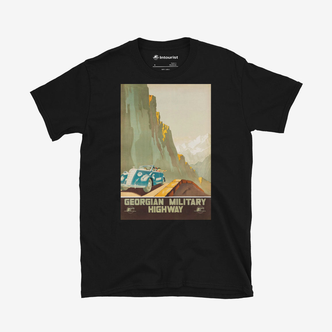 Georgian Military Highway T-shirt by Zhitomirsky, 1939 Soviet poster art print on unisex cotton shirt
