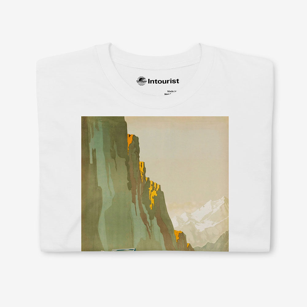 Georgian Military Highway T-shirt by Zhitomirsky, 1939 Soviet poster art print on unisex cotton shirt
