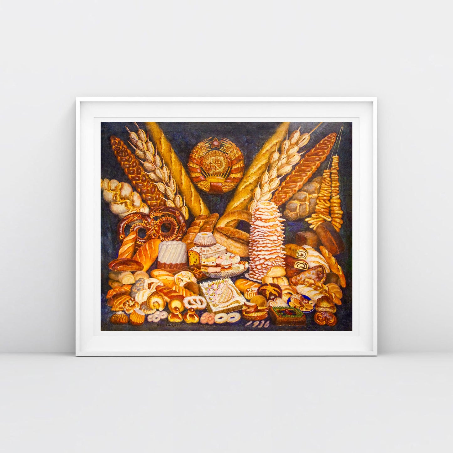 Vintage Soviet Art Poster - "Bread" by Ilya Mashkov - Rare USSR Still-Life Painting