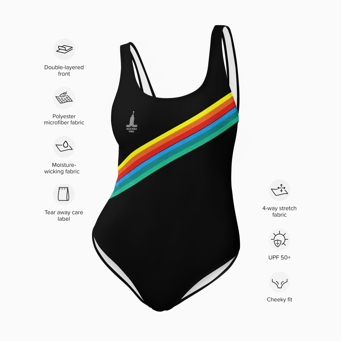 Soviet Olympics black swimsuit - table of benefits and qualities