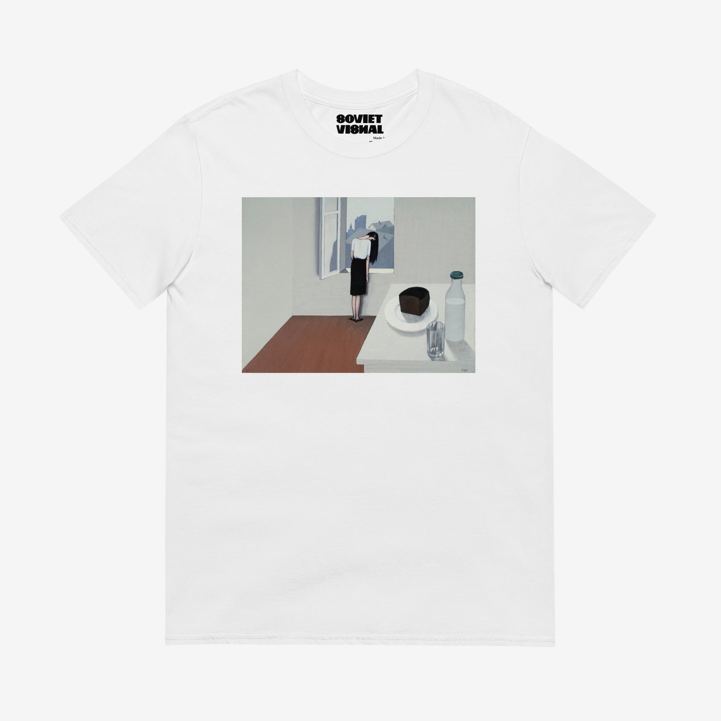 Premium unisex T-shirt featuring Viktor Pivovarov’s melancholic painting ‘Wet Hair’. Soviet Conceptual Art