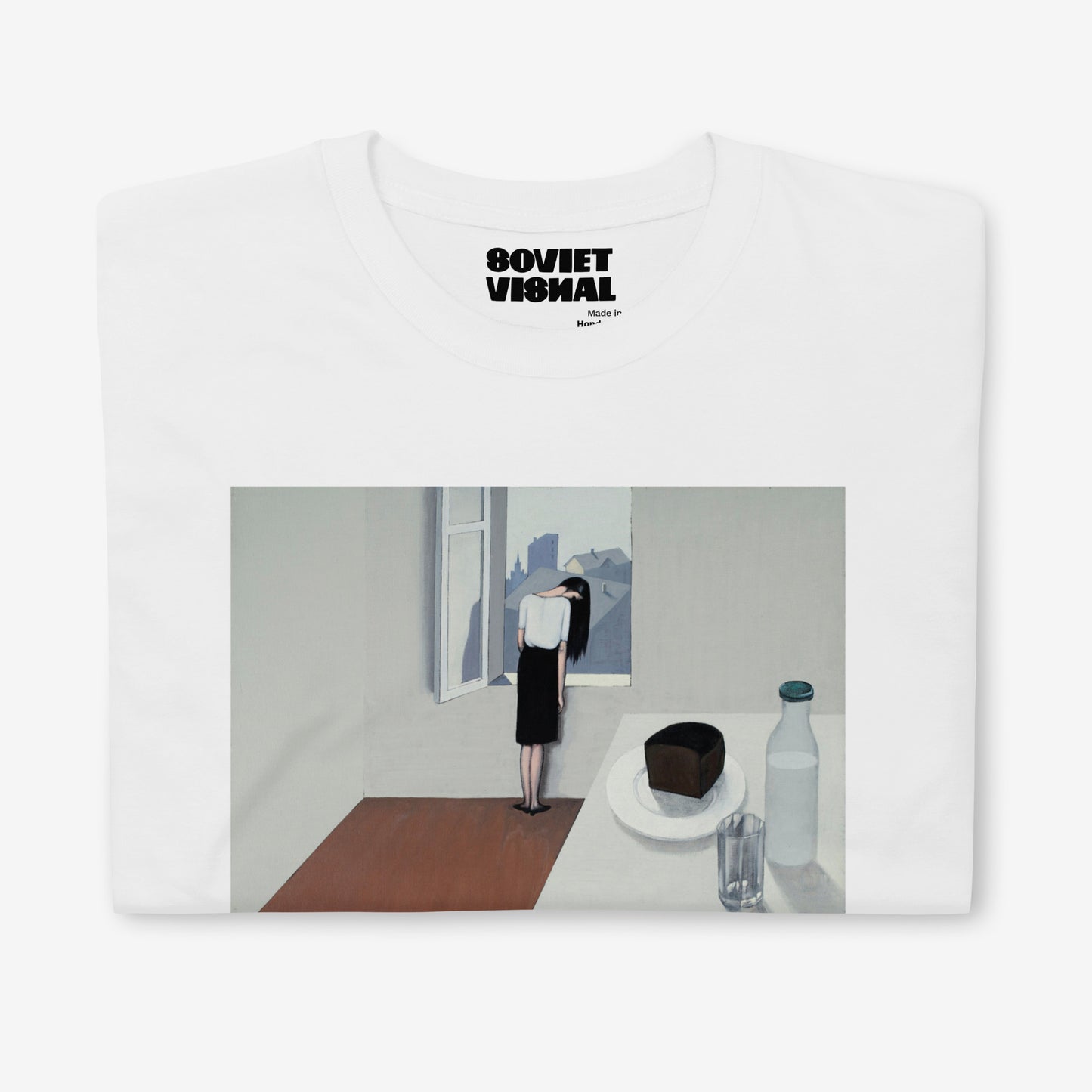 Premium unisex T-shirt featuring Viktor Pivovarov’s melancholic painting ‘Wet Hair’. Soviet Conceptual Art