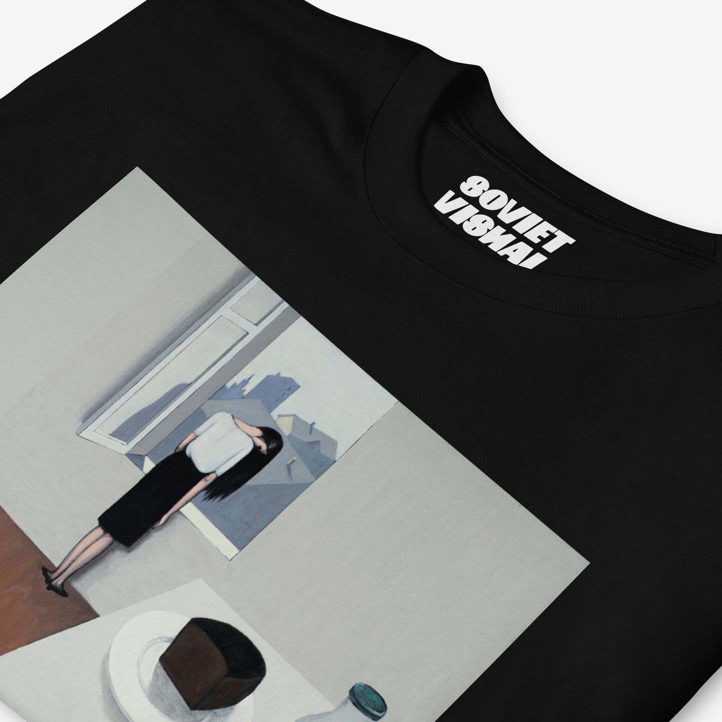 Premium unisex T-shirt featuring Viktor Pivovarov’s melancholic painting ‘Wet Hair’. Soviet Conceptual Art