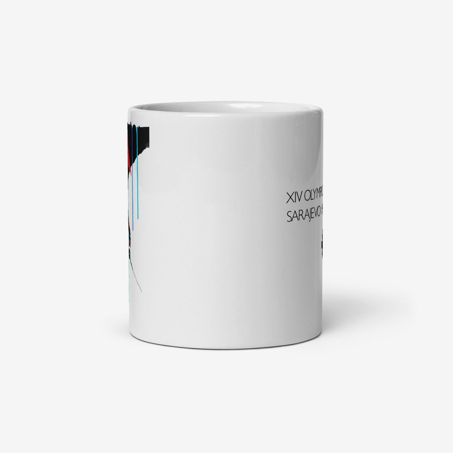 Mug with Milton Glaser’s Sarajevo Olympics skier artwork