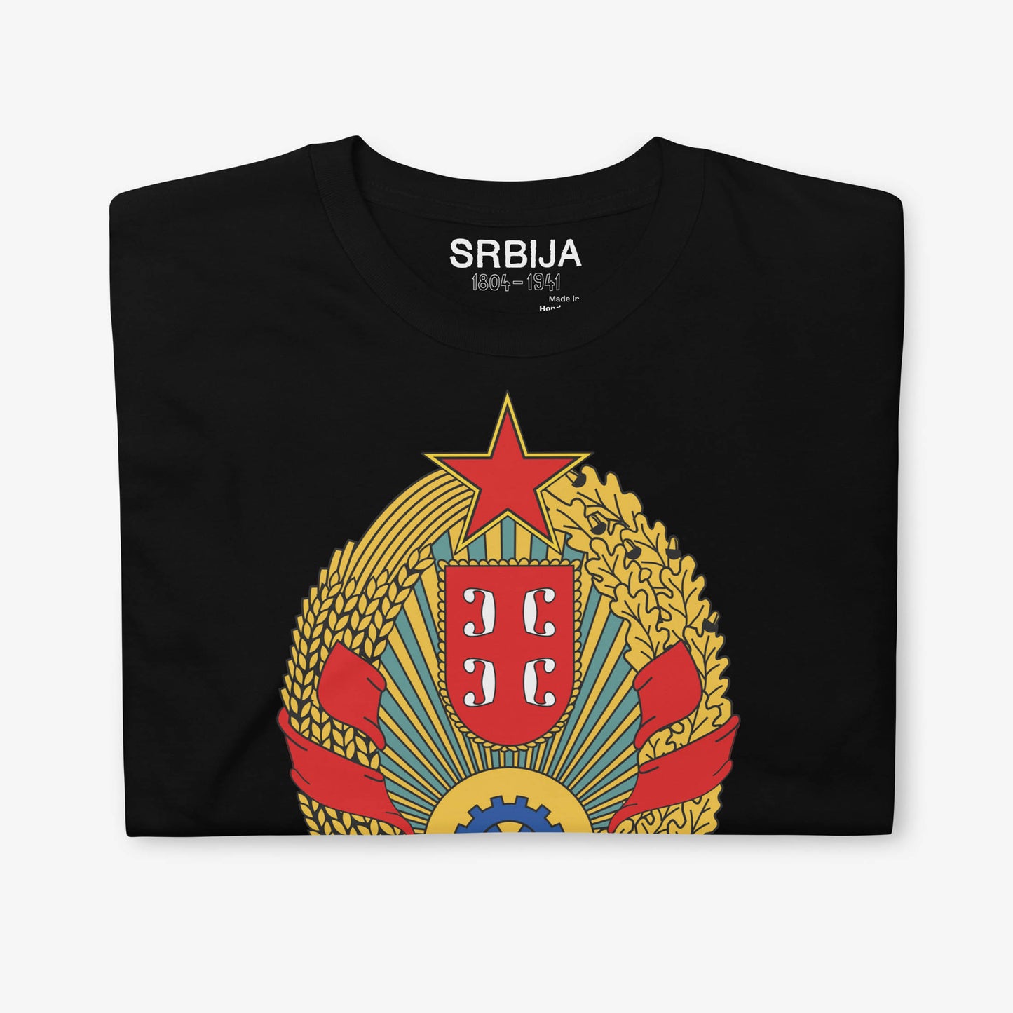 Serbia 1804–1941 Coat of Arms T-shirt featuring the historic Serbian emblem.