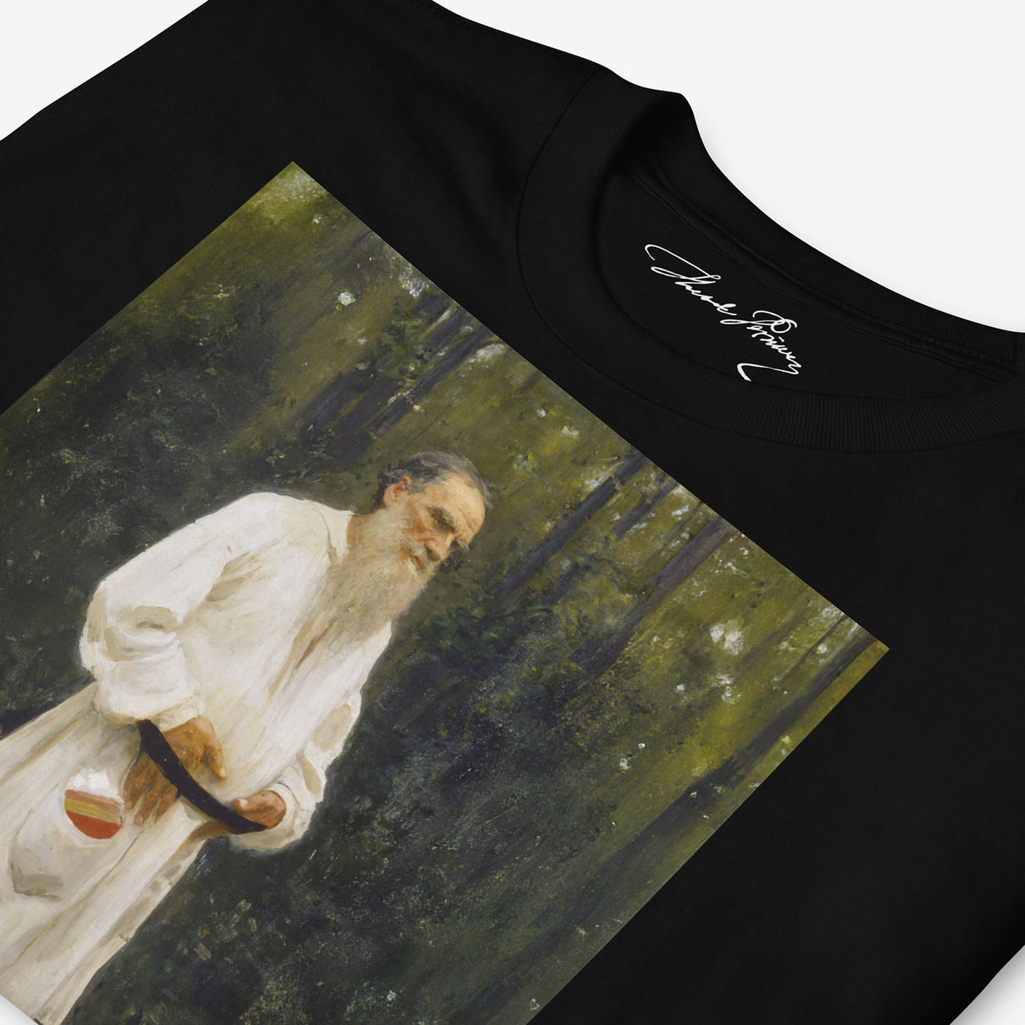 Barefoot Leo Tolstoy in forest by Ilya Repin Tee
