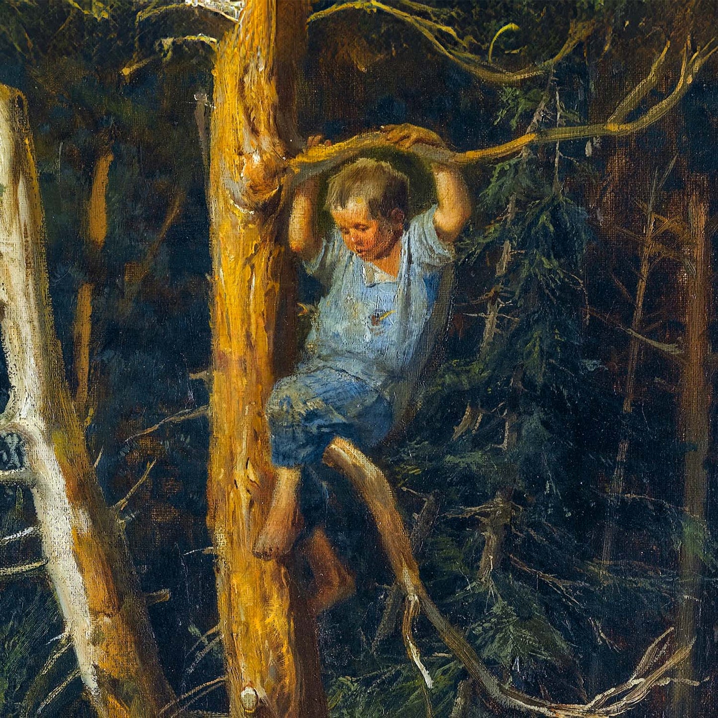 Vasnetsov Children in the Forest painting printed in ultra-high resolution on a 24×36 inch poster, featuring two children in a dense, mystical forest.