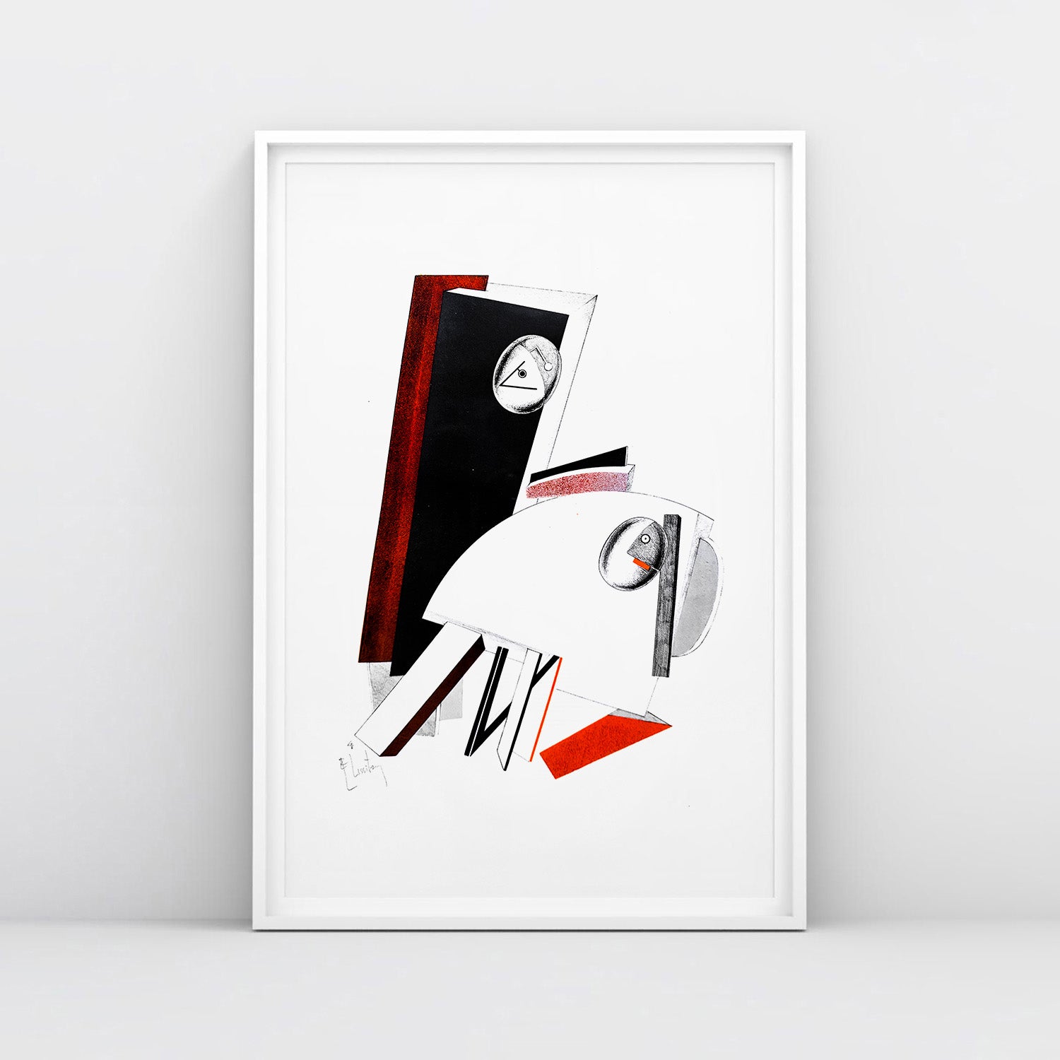 El Lissitzky poster Anxious People No. 4, Victory Over the Sun, 1923 Constructivism geometric lithograph print, Russian Avant Garde art 62x91cm. www.artsoviet.com