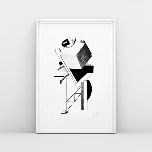 El Lissitzky poster Sentry No. 3, Victory Over the Sun, 1923 Constructivism geometric lithograph print, Russian Avant Garde art 62x91cm. www.artsoviet.com