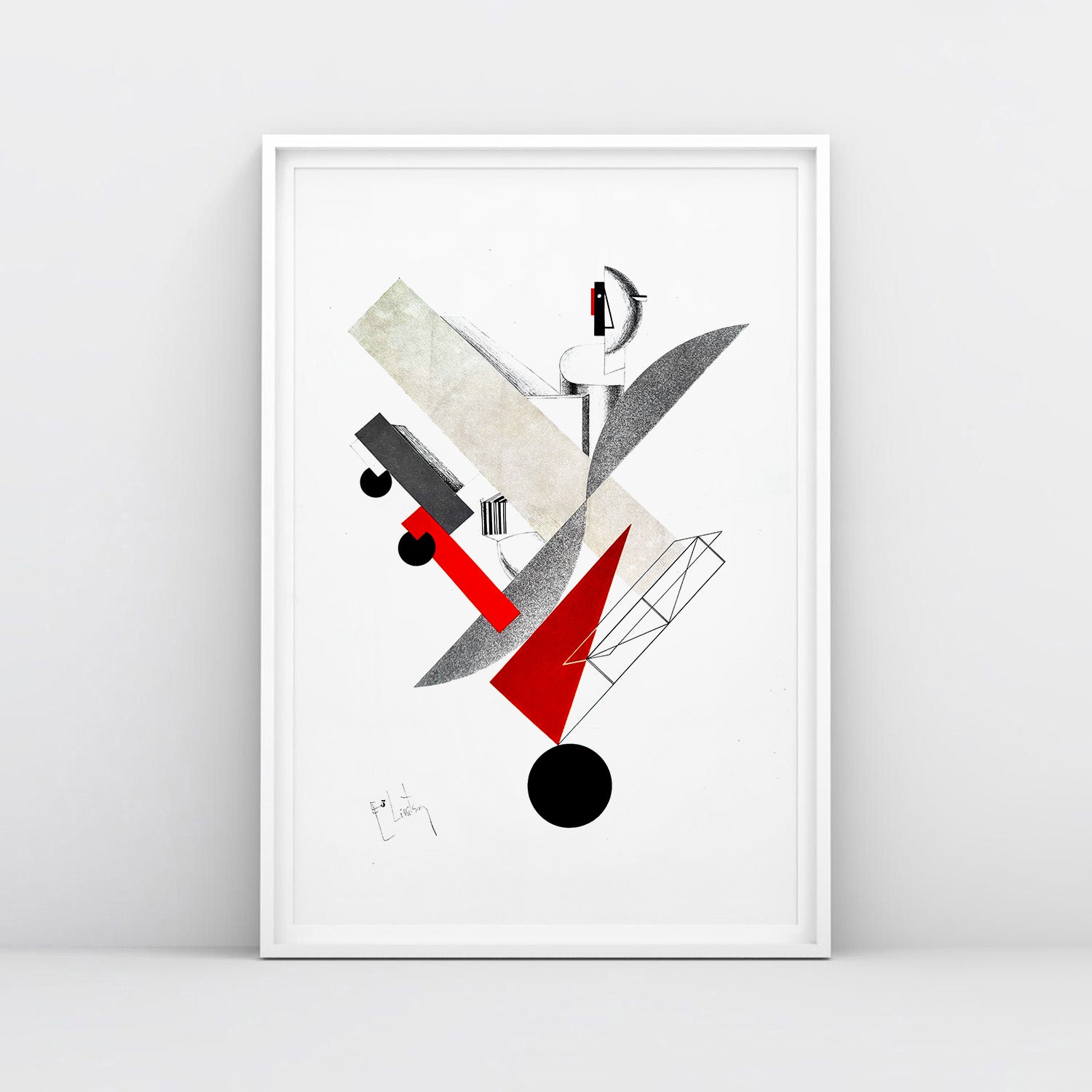El Lissitzky poster Globetrotter (in Time) No. 5, Victory Over the Sun, 1923 Constructivism geometric lithograph print, Russian Avant Garde art 62x91cm. www.artsoviet.com