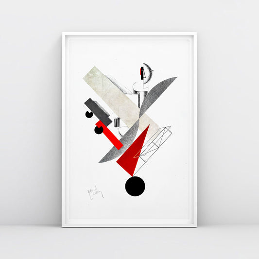 El Lissitzky poster Globetrotter (in Time) No. 5, Victory Over the Sun, 1923 Constructivism geometric lithograph print, Russian Avant Garde art 62x91cm. www.artsoviet.com
