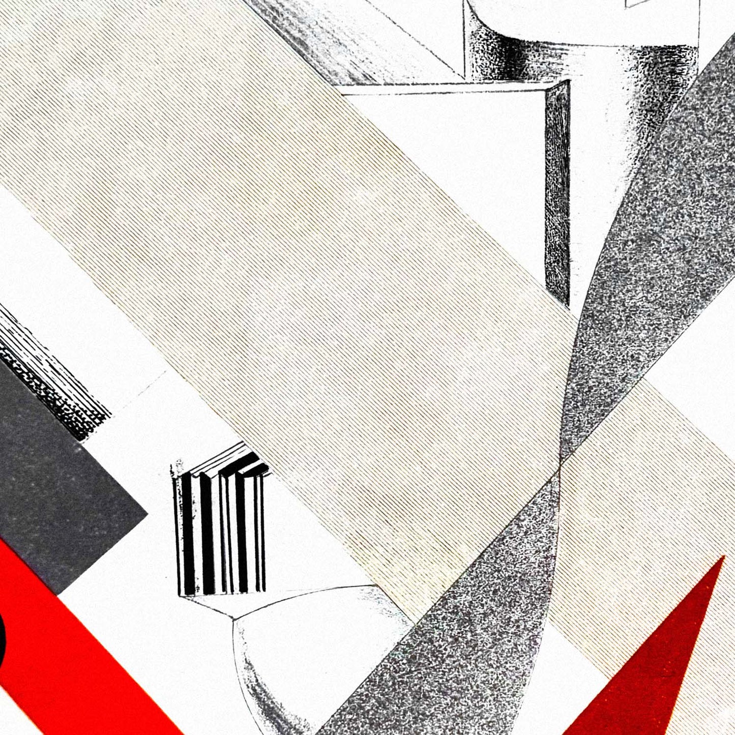 El Lissitzky poster Globetrotter (in Time) No. 5, Victory Over the Sun, 1923 Constructivism geometric lithograph print, Russian Avant Garde art 62x91cm. Closeup details. www.artsoviet.com