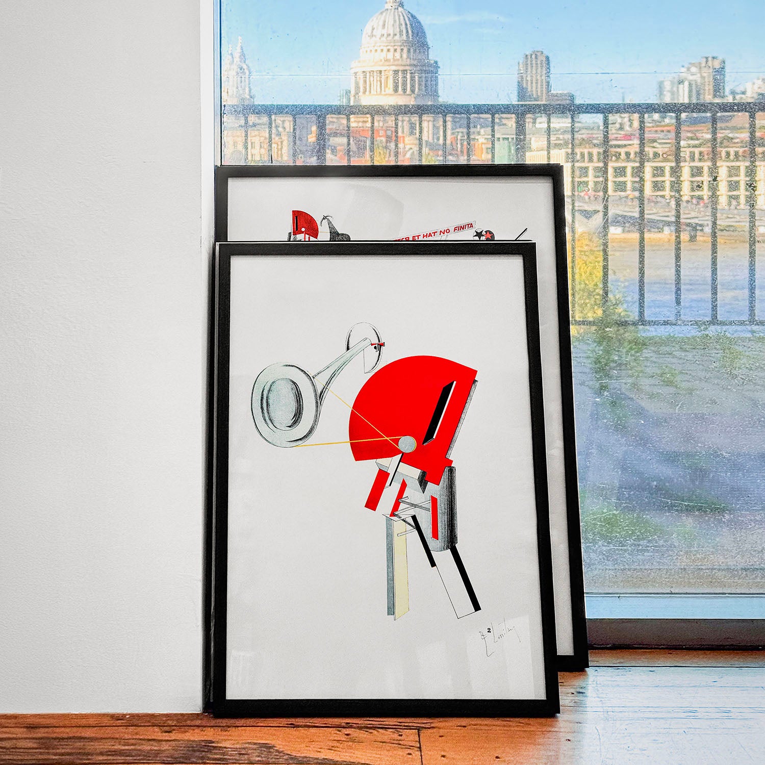 El Lissitzky poster The Announcer No. 2, Victory Over the Sun, 1923 Constructivism geometric lithograph print, Russian Avant Garde art 62x91cm. www.artsoviet.com