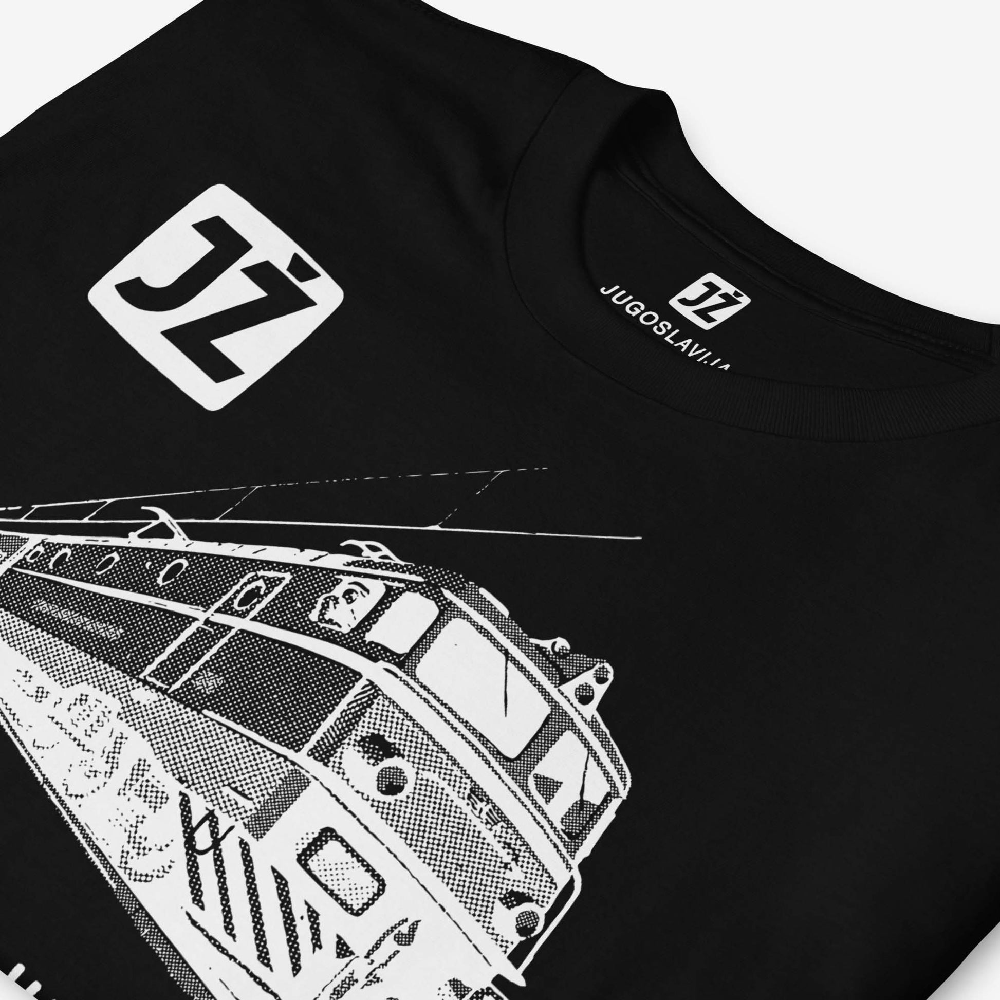Beograd-Bar Yugoslavia JŽ railway T-shirt featuring historic train logo.
