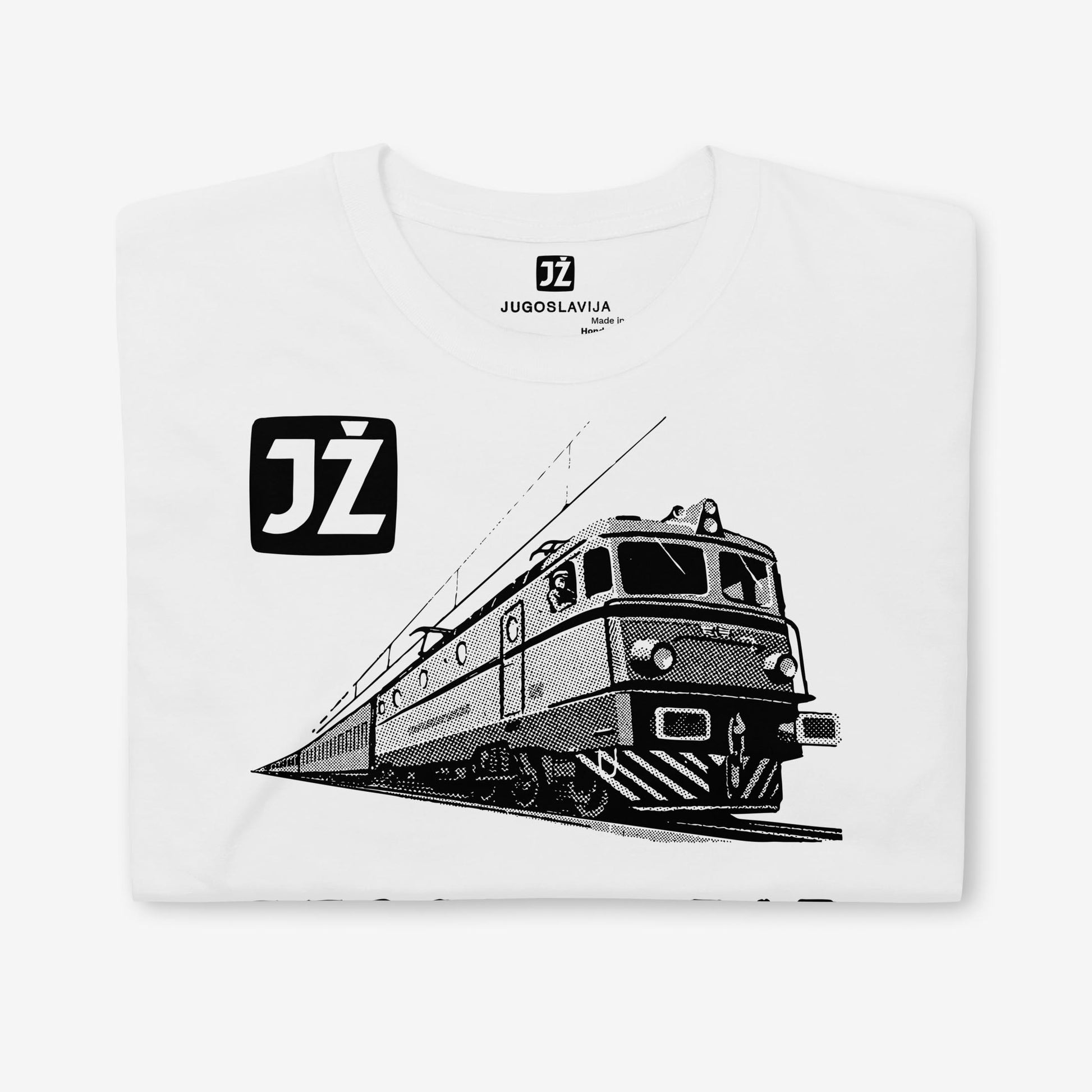 Beograd-Bar Yugoslavia JŽ railway T-shirt featuring historic train logo.