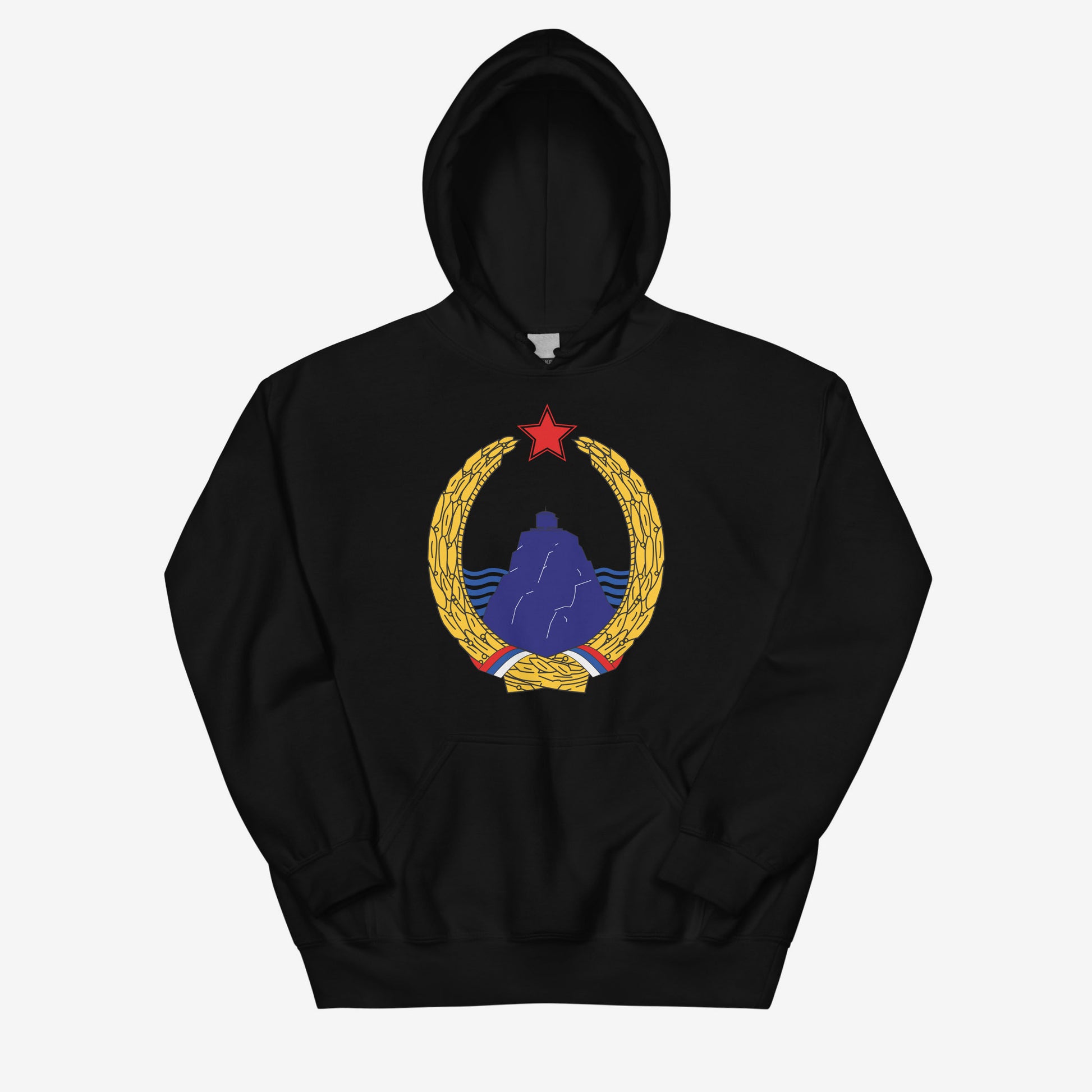 Hoodie featuring the Coat of Arms of the Socialist Republic of Montenegro (1963–1974).