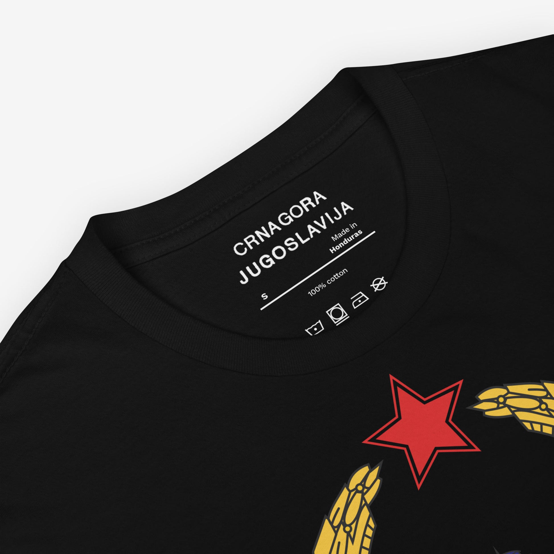 T-shirt featuring the Coat of Arms of the Socialist Republic of Montenegro (1963–1974).