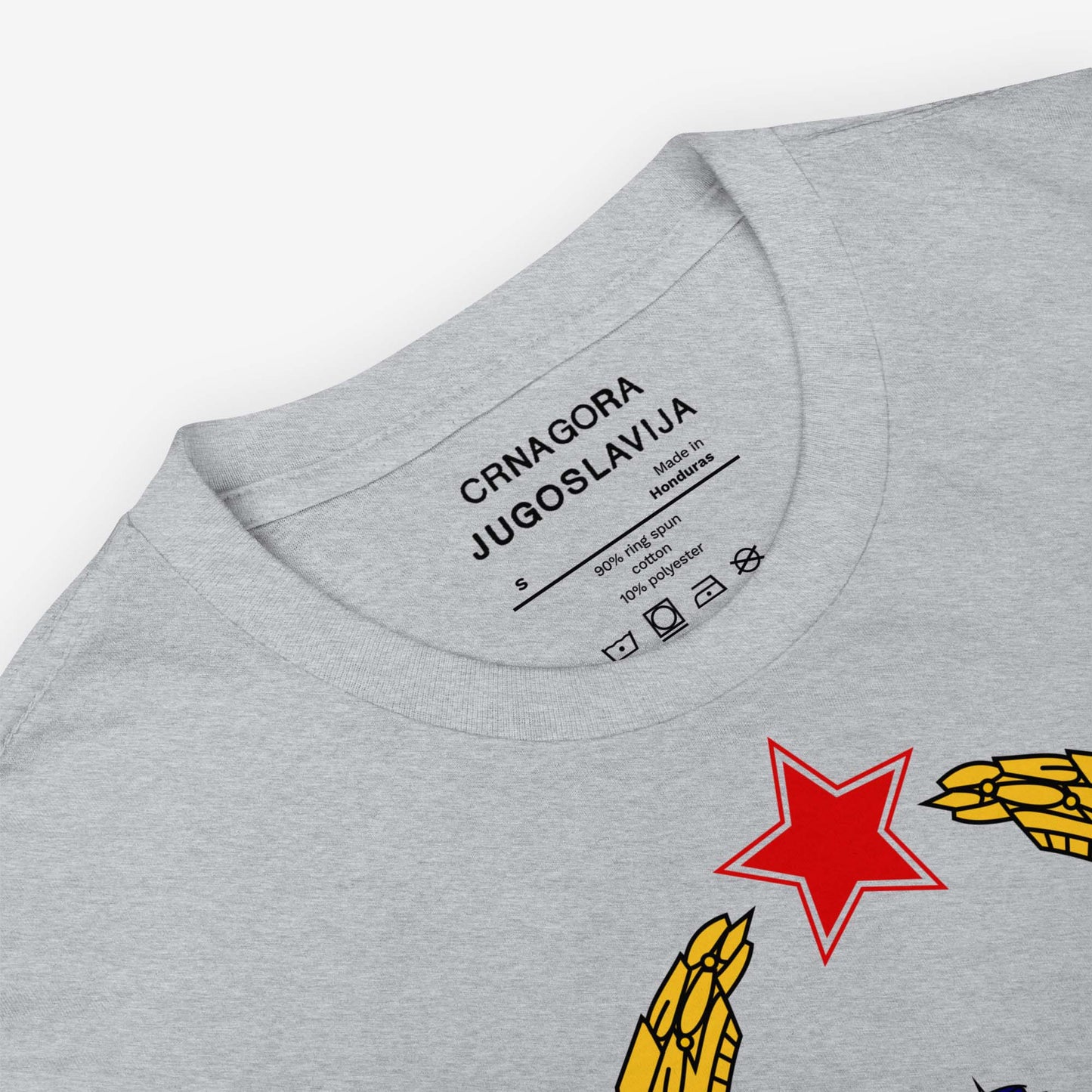 T-shirt featuring the Coat of Arms of the Socialist Republic of Montenegro (1963–1974).