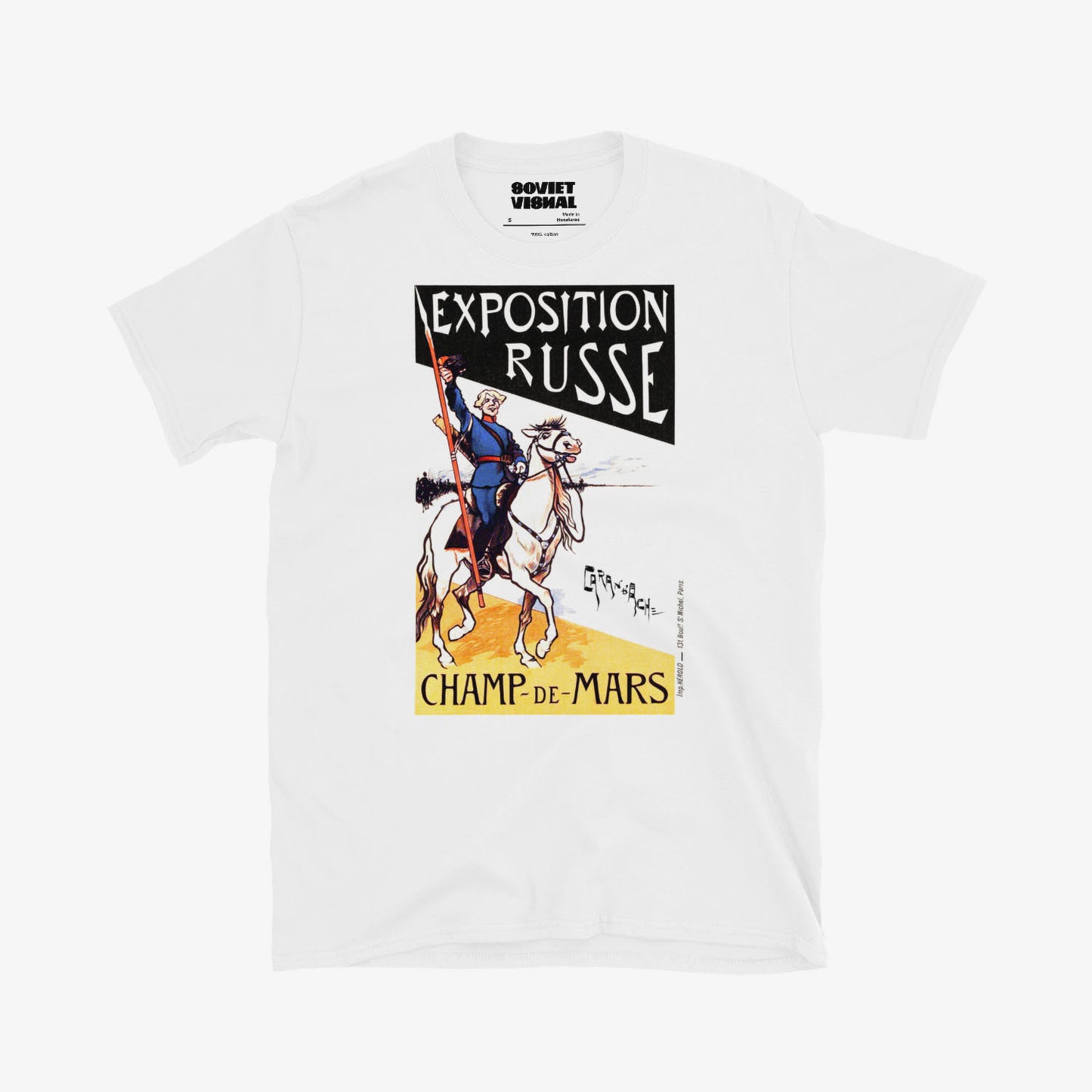 1897 Russian white horse rider T-shirt – vintage art style