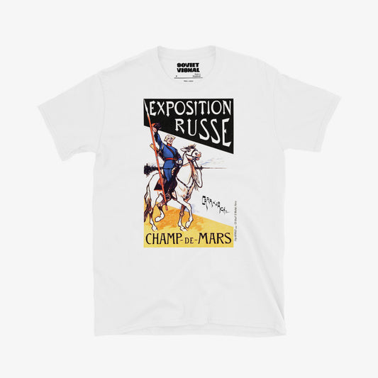 1897 Russian white horse rider T-shirt – vintage art style