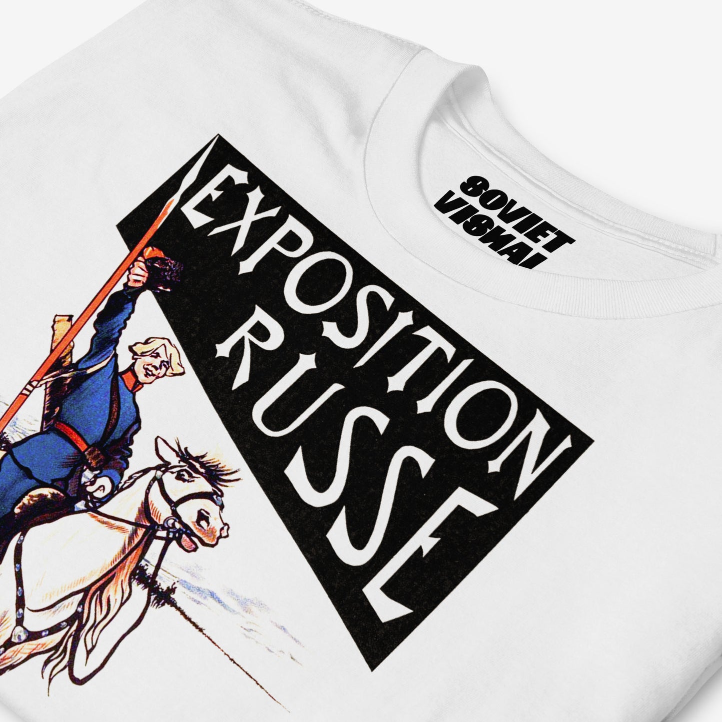 1897 Russian white horse rider T-shirt – vintage art style