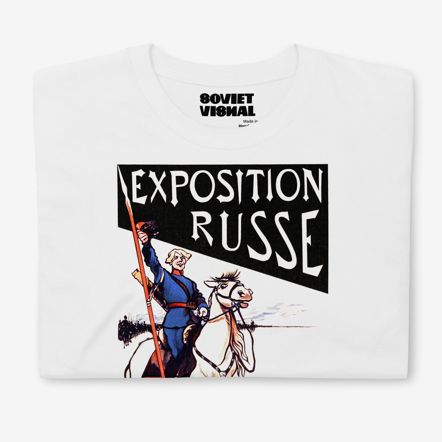 1897 Russian white horse rider T-shirt – vintage art style