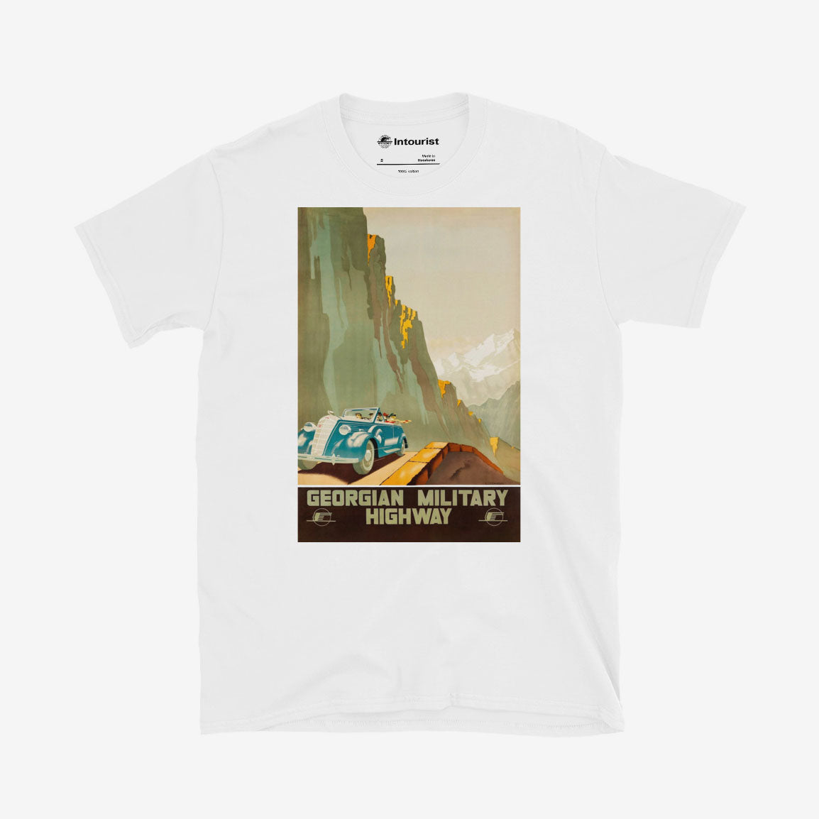 Georgian Military Highway T-shirt by Zhitomirsky, 1939 Soviet poster art print on unisex cotton shirt