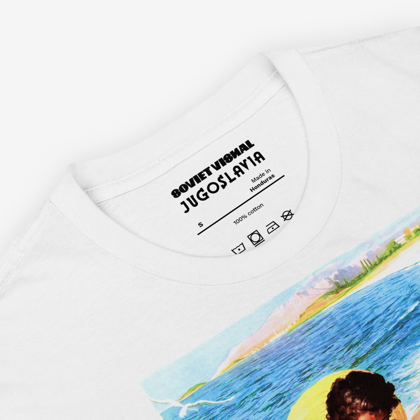 Vintage Yugoslavia beach T-shirt – Adriatic summer girl in bikini and fruit seller boy retro tee