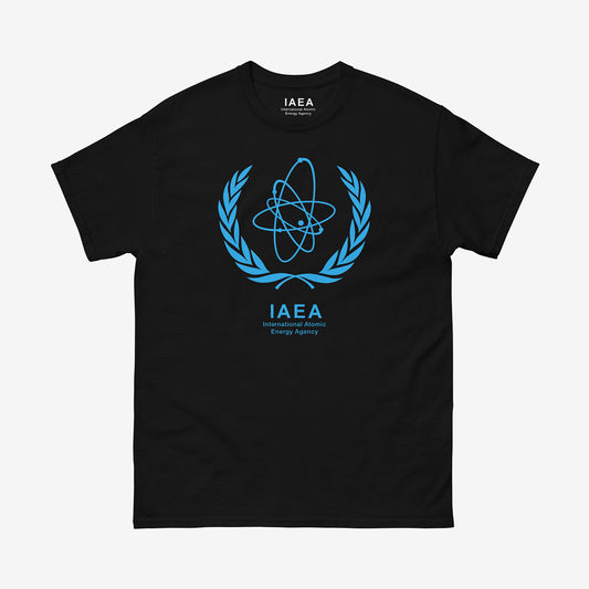 Official IAEA t-shirt, International Atomic Energy Agency logo shirt, official MAGATE (МАГАТЭ) merchandise, nuclear science apparel, atomic symbol tee