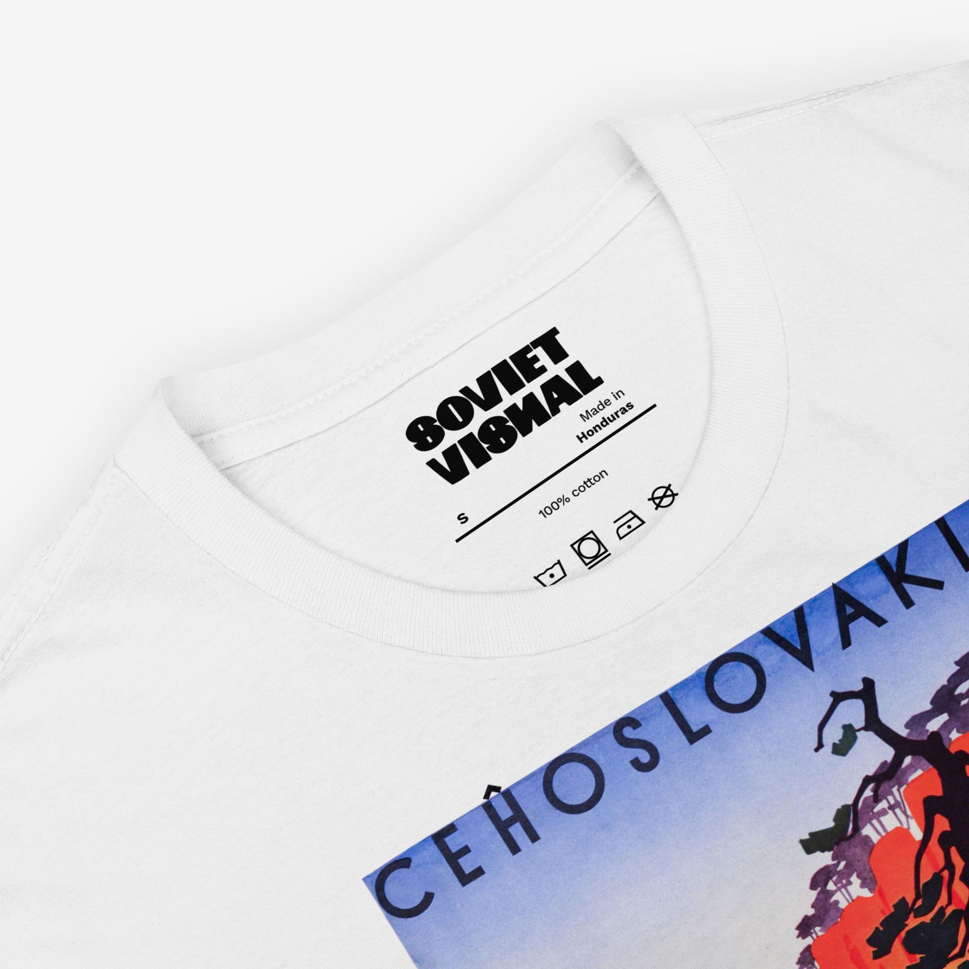 Vintage Soviet Czech T-shirt with Jičín Prachov Rocks railway poster artwork