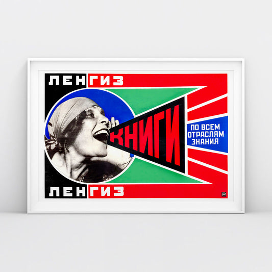 Vintage Soviet Constructivist Poster - "Lengiz" by Alexander Rodchenko - Rare USSR Publishing Art