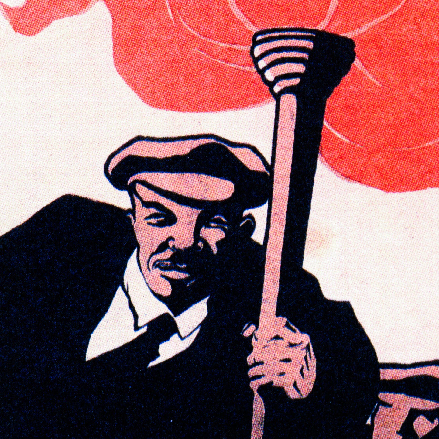 Minimalist Soviet Poster – Lenin Holding a Red Torch – Rare USSR Artwork