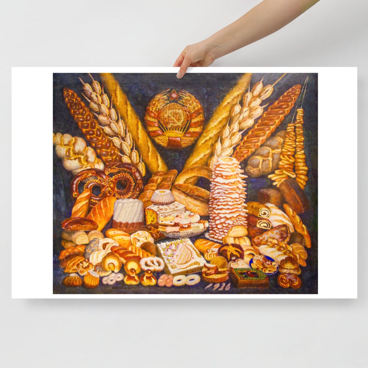 Vintage Soviet Art Poster - "Bread" by Ilya Mashkov - Rare USSR Still-Life Painting