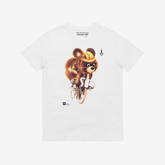 Original Soviet Moscow 1980 bear mascot Misha Cycling white unisex T-Shirt