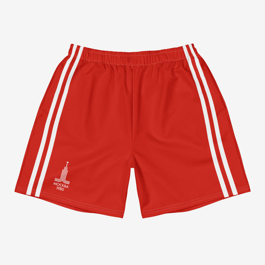 Vintage Moscow 1980 red Soviet sport shorts. Front