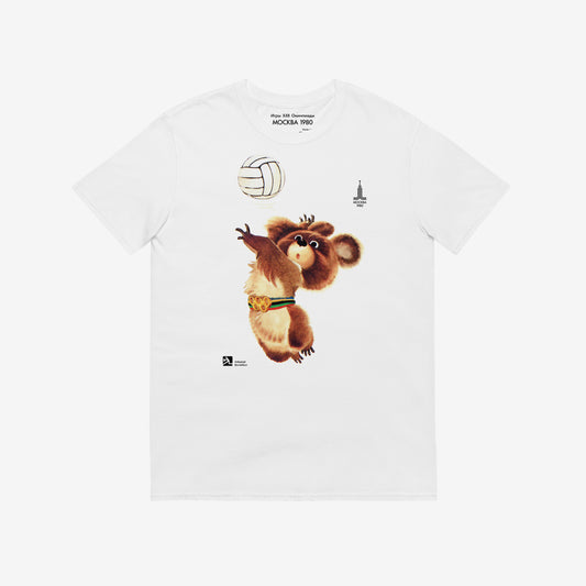Original Soviet Moscow 1980 bear mascot Misha volleyball white unisex T-Shirt