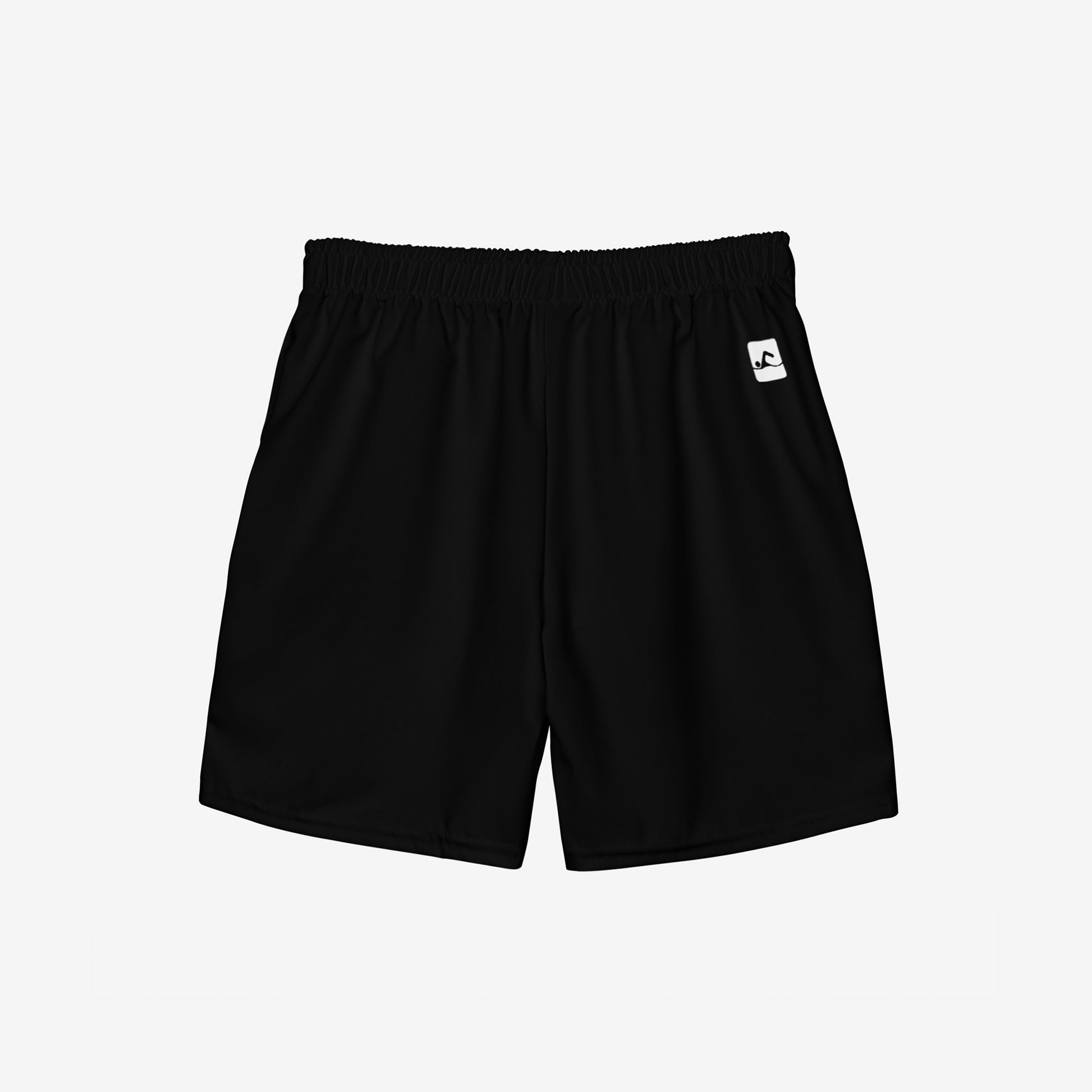 Soviet Olympic black swim trunks featuring vintage rainbow stripe and Moscow 1980 Olympics logo. Back side with olympic swimming pictogram. www.artsoviet.com