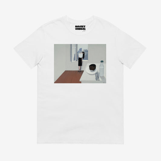 Premium unisex T-shirt featuring Viktor Pivovarov’s melancholic painting ‘Wet Hair’. Soviet Conceptual Art