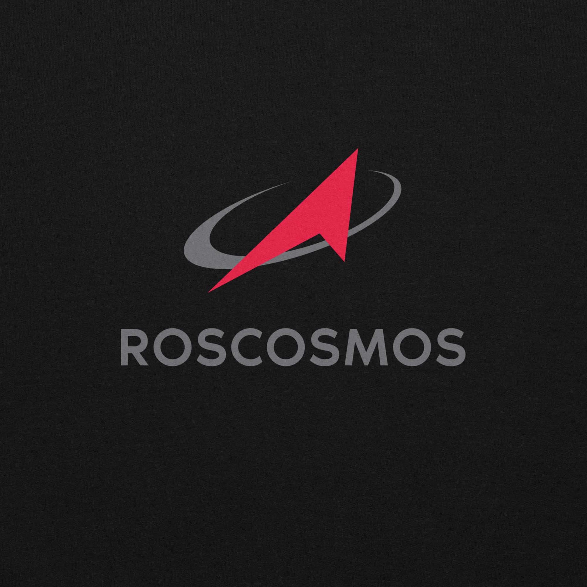 Roscosmos logo hoodie in black, featuring the official emblem of Russia’s space agency. Ideal for space enthusiasts and Soviet space history fans. Front side print.