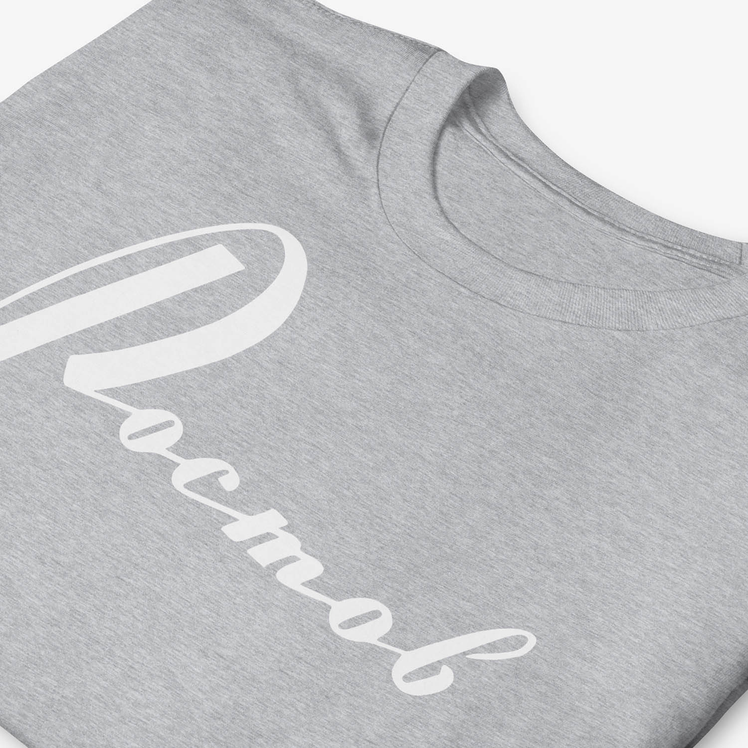 Minimalist Cyrillic РОСТОВ T-shirt design with small ROSTOV label outside back neck, tribute to Russian city
