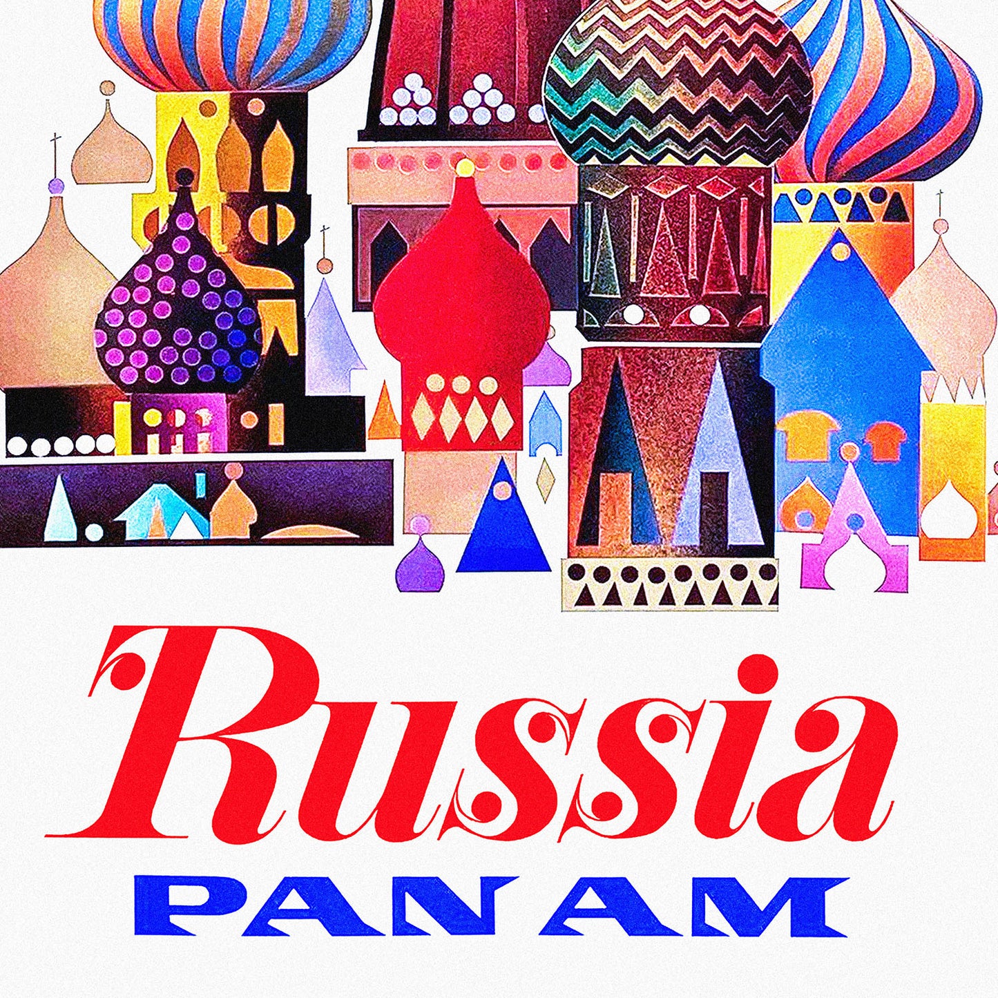 Vintage Pan Am Soviet Russia travel poster – St. Basil’s Cathedral, Moscow