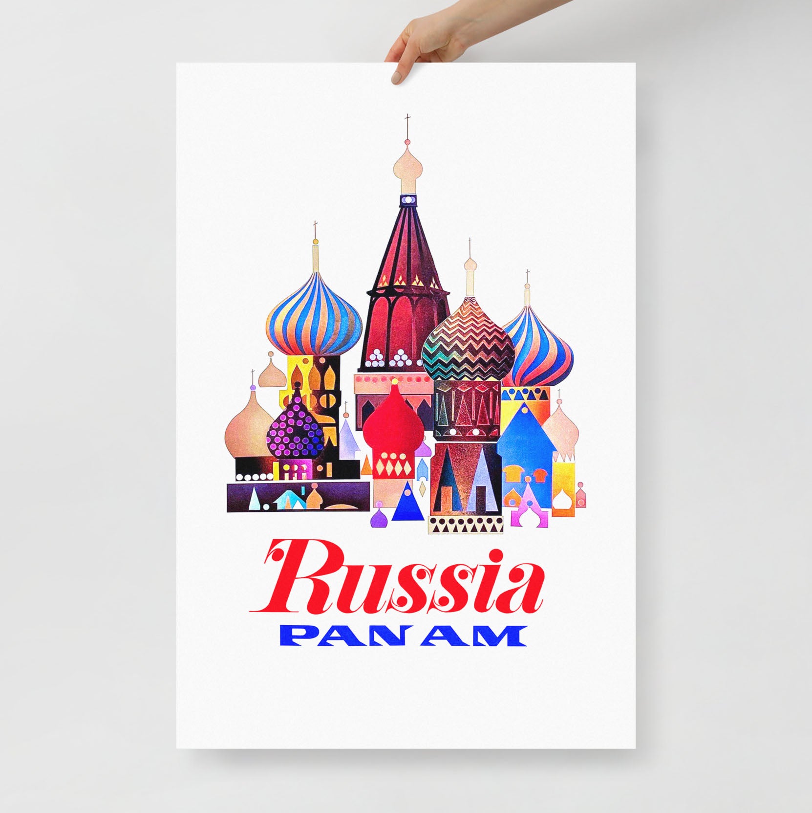 Vintage Pan Am Soviet Russia travel poster – St. Basil’s Cathedral, Moscow