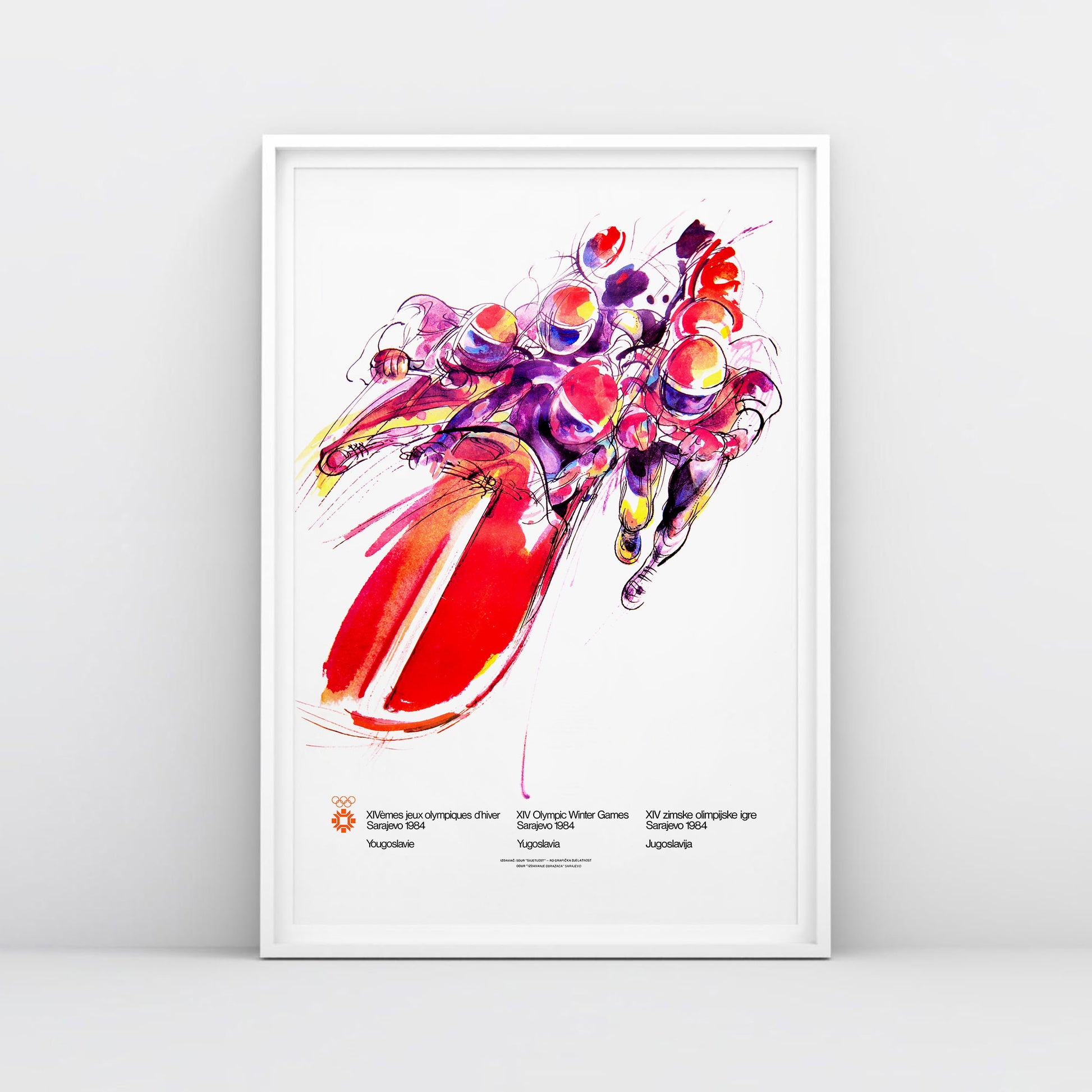 Bobsleigh Sarajevo 1984 Winter Olympics poster by Ismar Mujezinović – museum-quality print