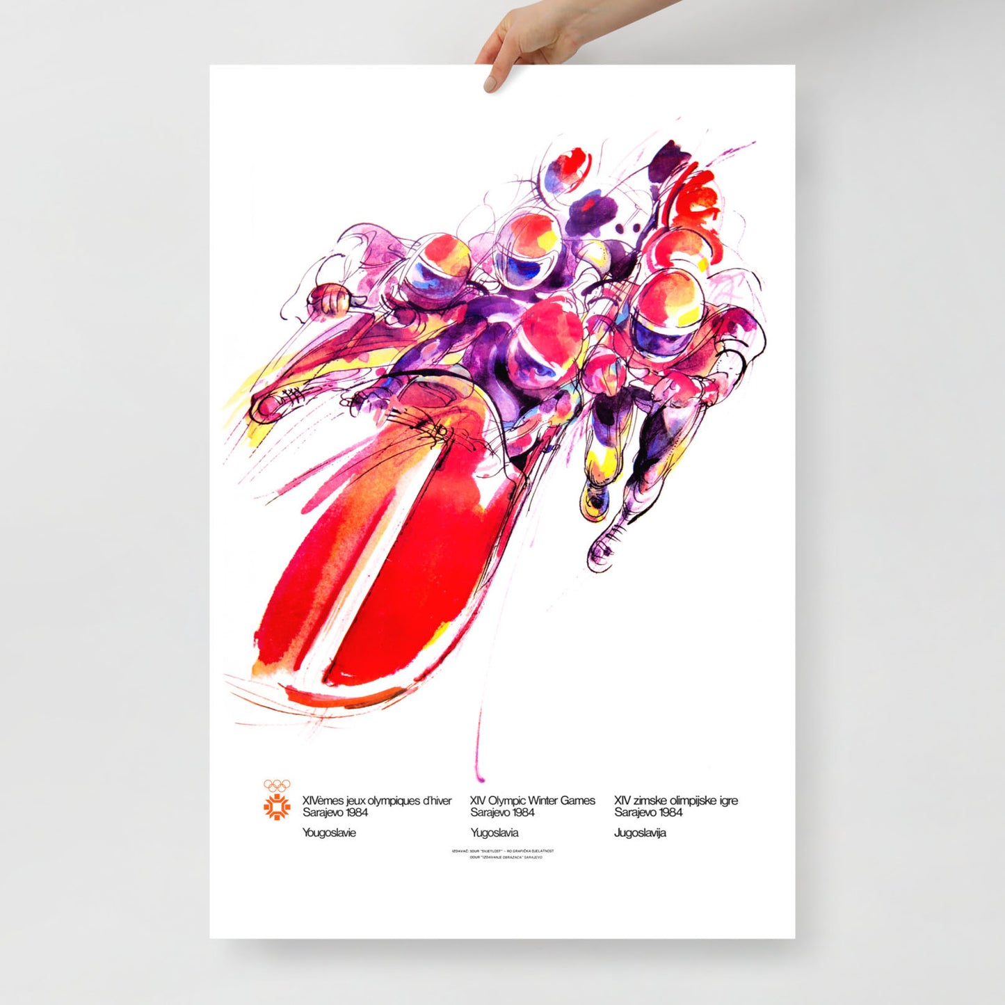 Bobsleigh Sarajevo 1984 Winter Olympics poster by Ismar Mujezinović – museum-quality print