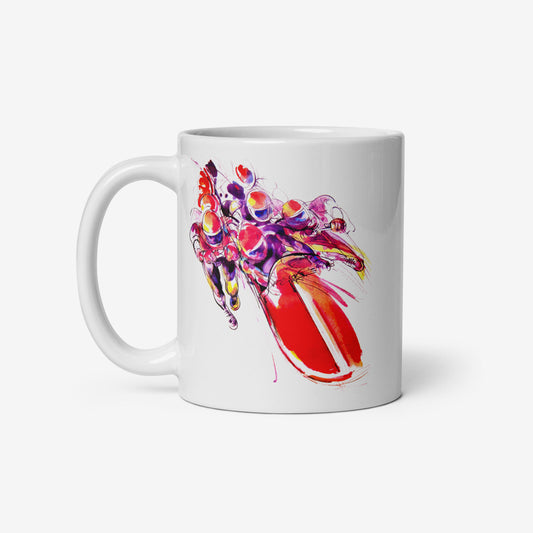 Ceramic mug with Bobsleigh artwork from Sarajevo 1984 Winter Olympics by Ismar Mujezinović