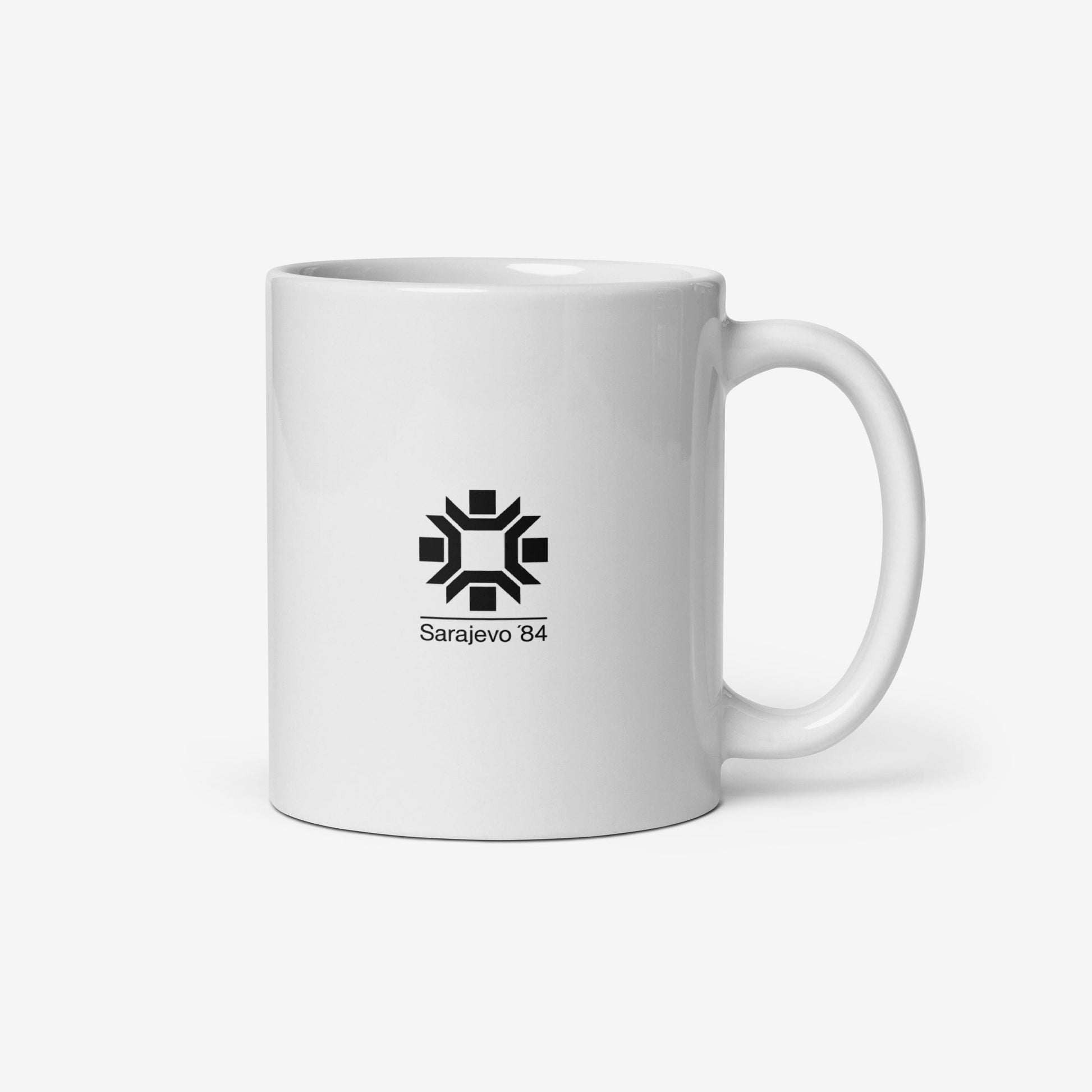 Ceramic mug with Bobsleigh artwork from Sarajevo 1984 Winter Olympics by Ismar Mujezinović