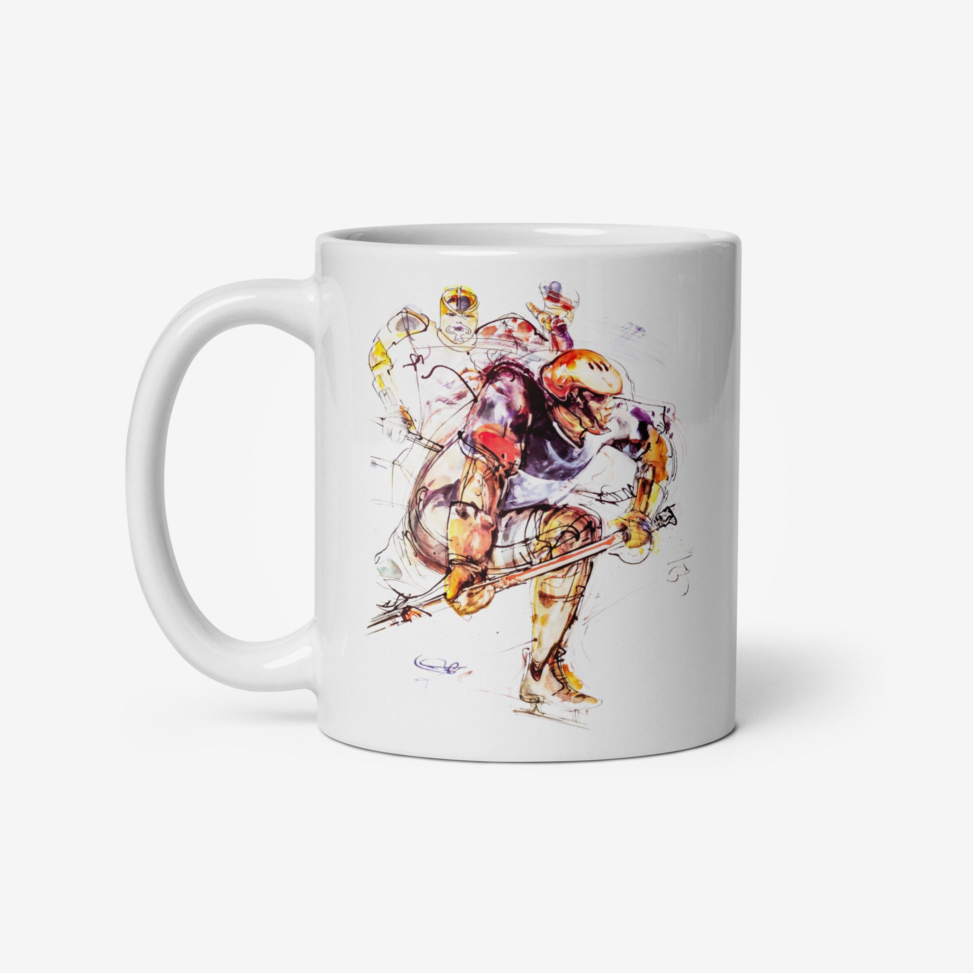 Hockey mug with Sarajevo 1984 Winter Olympics artwork by Ismar Mujezinović
