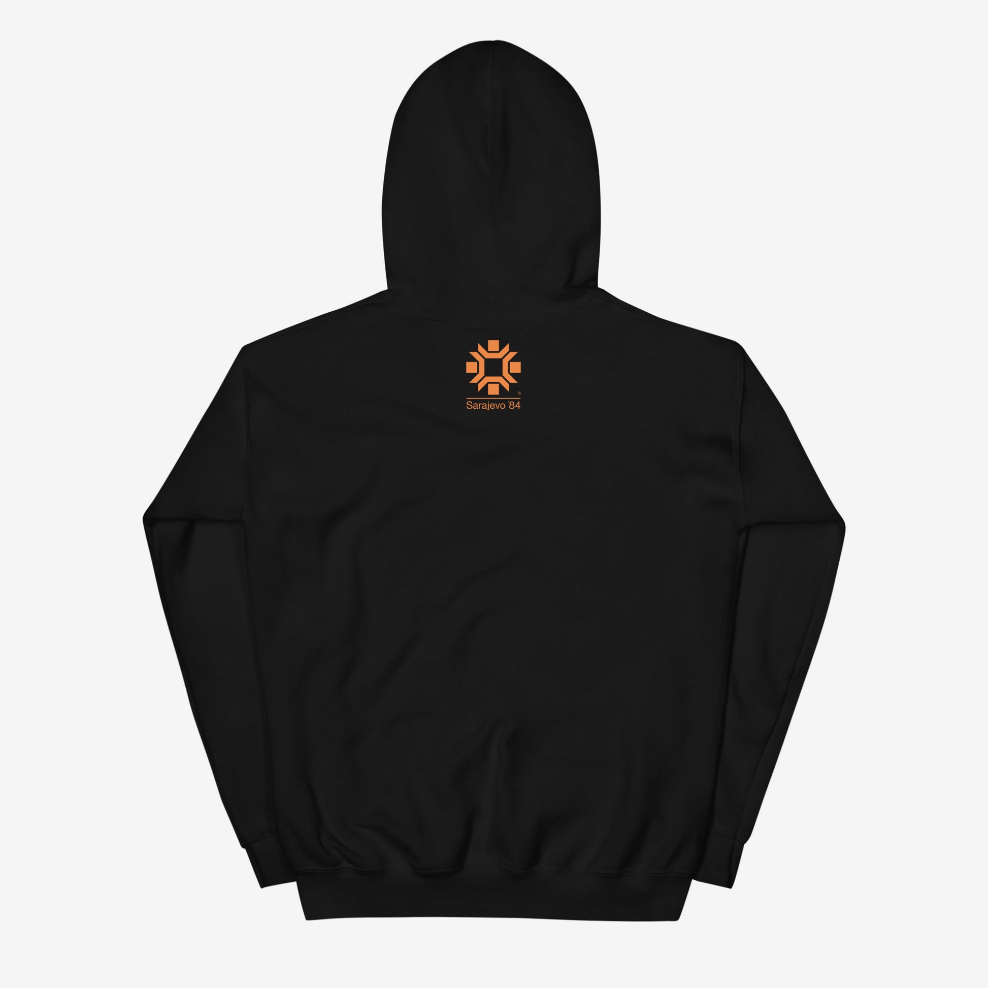 Sarajevo 1984 Winter Olympics hoodie featuring the official Olympic logo.